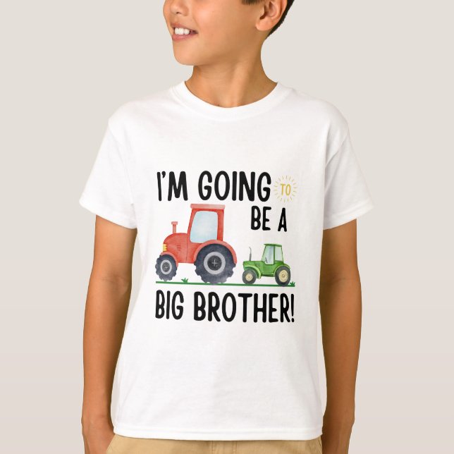 T-shirt I’m Going to Be a Big Brother, Tractor Cute Farm (Devant)