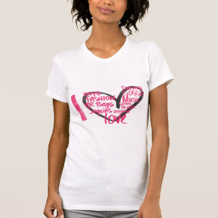 T-shirt I magenta de graffiti de coeur