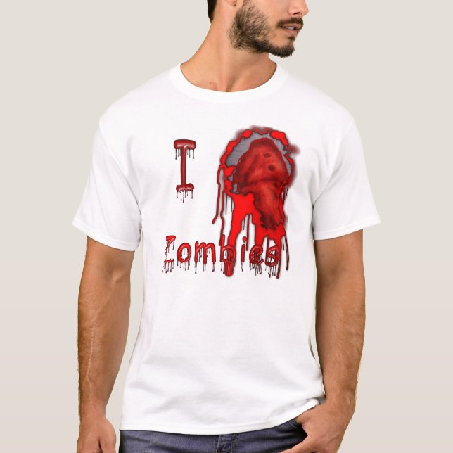 T-shirt I peau légère de zombis de coeur (Devant)