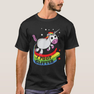 T-shirt I Poop Parties scintillant Unicorne
