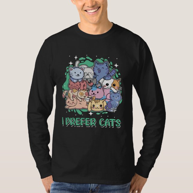 T-shirt I Prefer Cats Introvert Cat  Antisocial Kitten Cat (Devant)