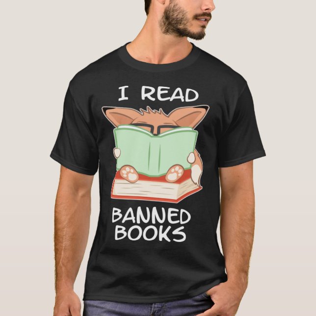 T-shirt I read banned books nerd fox (Devant)