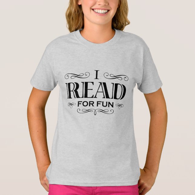 T-shirt I Read For Fun (design noir pour enfant) (Devant)