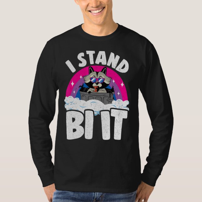 T-shirt I Stand Bi It Raccoon Bisexual Pride drapeau Arc-e (Devant)