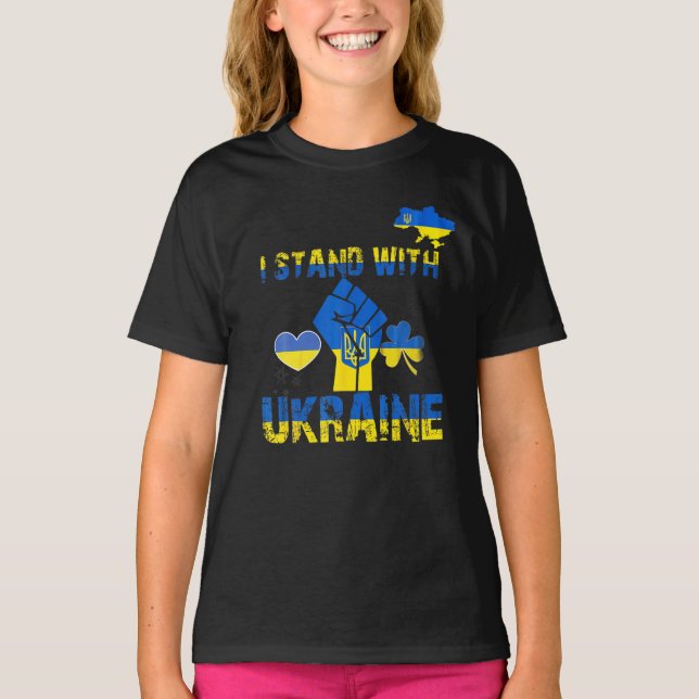 T-shirt I Stand with Ukraine Support Ukrainian American US (Devant)