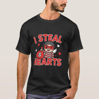 T-shirt I Steal Hearts Cute Funny Valentine Cartoon Design
