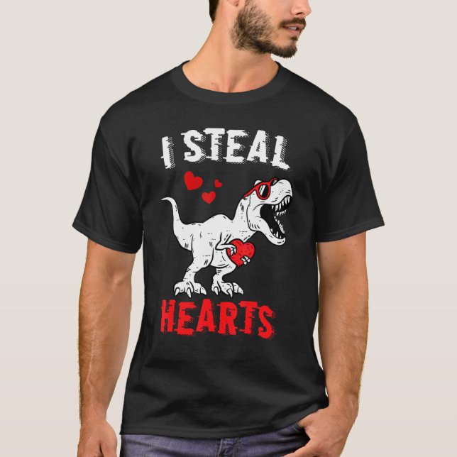 T-shirt I Steal Hearts Dinosaur Valentines Jour Garçons En (Devant)