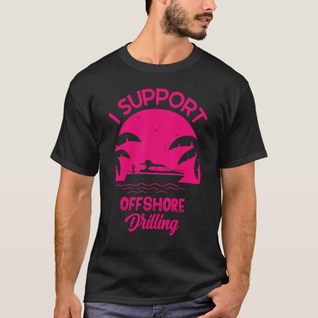 T-shirt I Support Offshore Dragage River Lake Retro Sunse (Devant)
