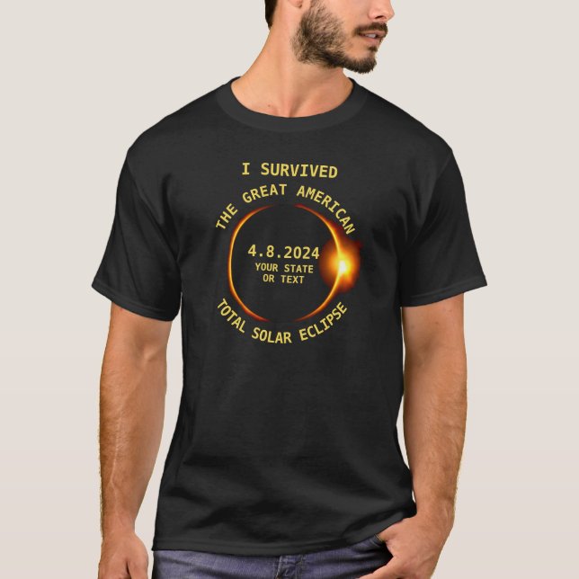 T-shirt I Survived the Total Solar Eclipse 4.8.2024 USA (Devant)
