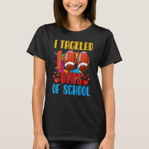 T-shirt I Tackled 100 Day Of School Football Boy 100th Day