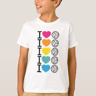 T-shirt I volleyball de coeur - arc-en-ciel