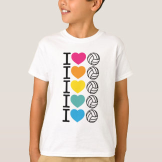 T-shirt I volleyball de coeur - arc-en-ciel