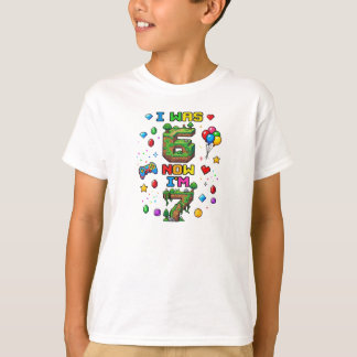 T-shirt I Was 6 Now I'm 7 Pixel Block Birthday Graphic