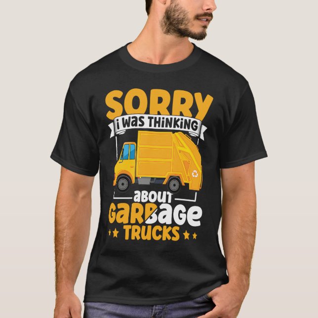 T-shirt I Was Thinking About Garbage Trucks for Toddler Bo (Devant)