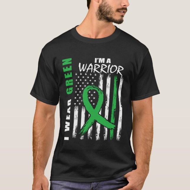 T-shirt I Wear Green Kidney Disease Warrior Awareness USA  (Devant)
