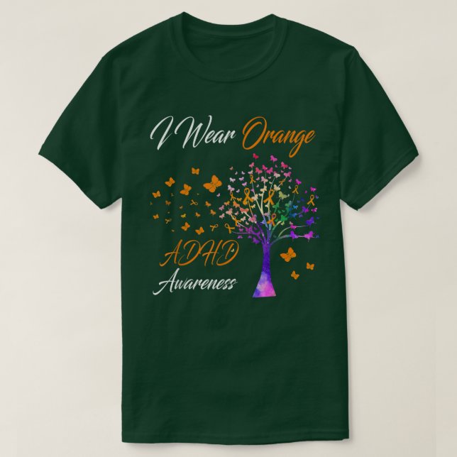 T-shirt I Wear Orange ADHD Awareness Tree Ribbon  (Design devant)