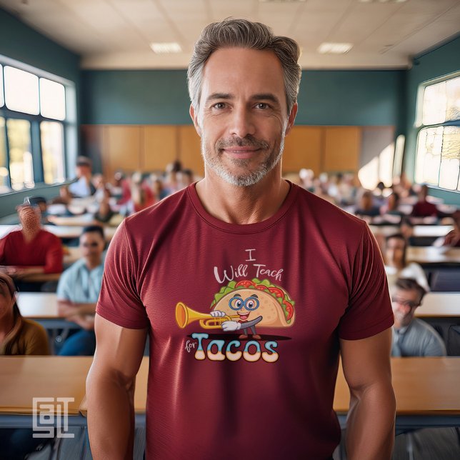 T-shirt I will Teach for Tacos Teacher Male Music Essentia (Créateur téléchargé)