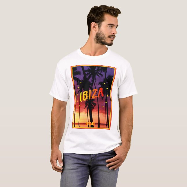 T-shirt Ibiza, coucher de soleil (Devant entier)