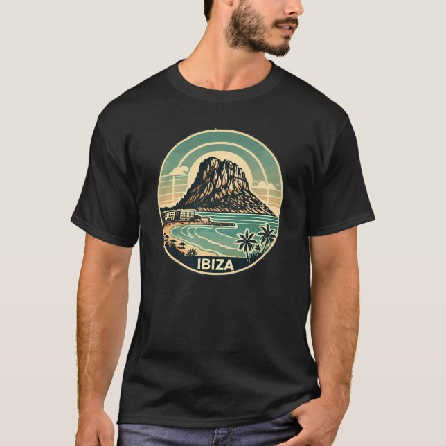 T-shirt Ibiza Espagne Rocher d'Es Vedra Travel Art Badge (Devant)