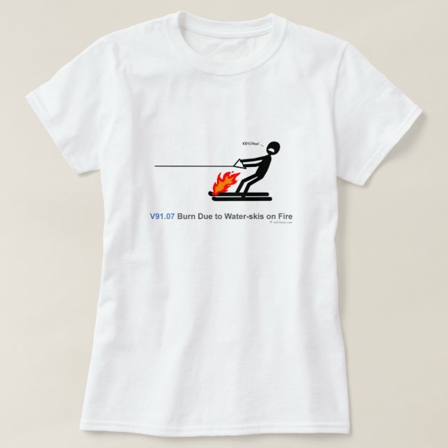 T-shirt ICD-10 : La brûlure V91.07 due fait du ski (Design devant)