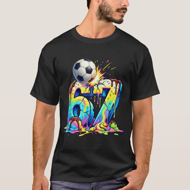 T-shirt Ice Cream Drip Soccer 67 Six Seven Funny Gen Alpha (Devant)