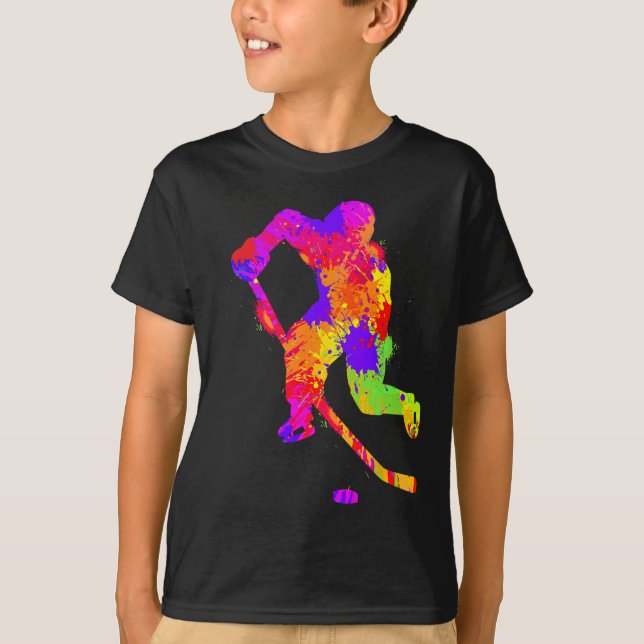 T-shirt Ice Hockey Player Boys Youth Men Kids  (Devant)
