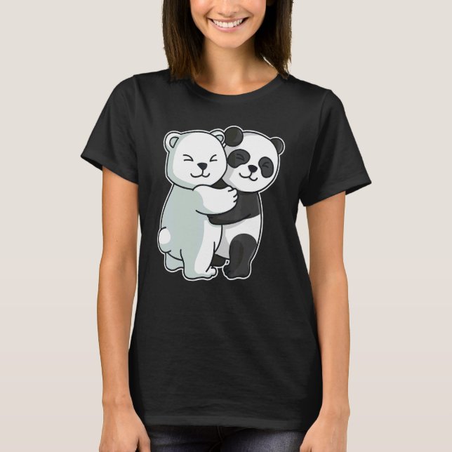 T-shirt Icebear Panda Cute Ours Polaire Hug Cuddle Animaux (Devant)