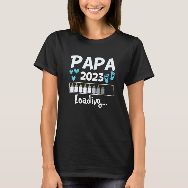 T-shirt Ich Werde Papa Loading 2023 Baby Announcement Boy  (Devant)