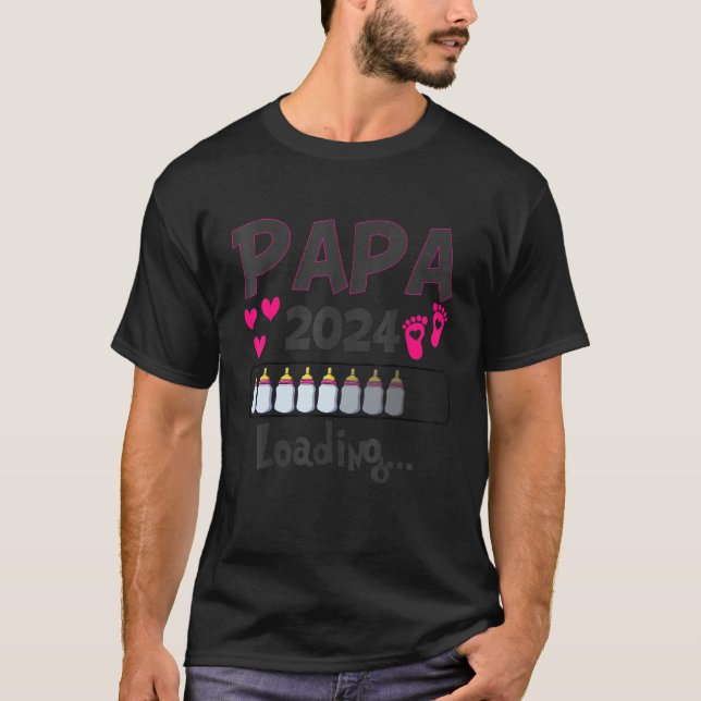 T-shirt Ich Werde Papa Loading 2024 Baby Announcement Girl (Devant)