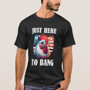 T-shirt Ici juste pour cogner Ferme de coq Poule USA 4ème