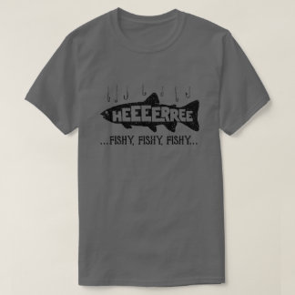 T-shirt Ici Pêcheurs de poissons amusants
