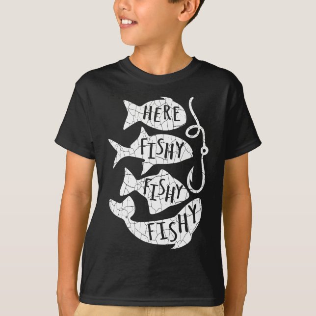 T-shirt Ici Poisson Poisson Drôle Cadeau Pour Les Amateurs (Devant)