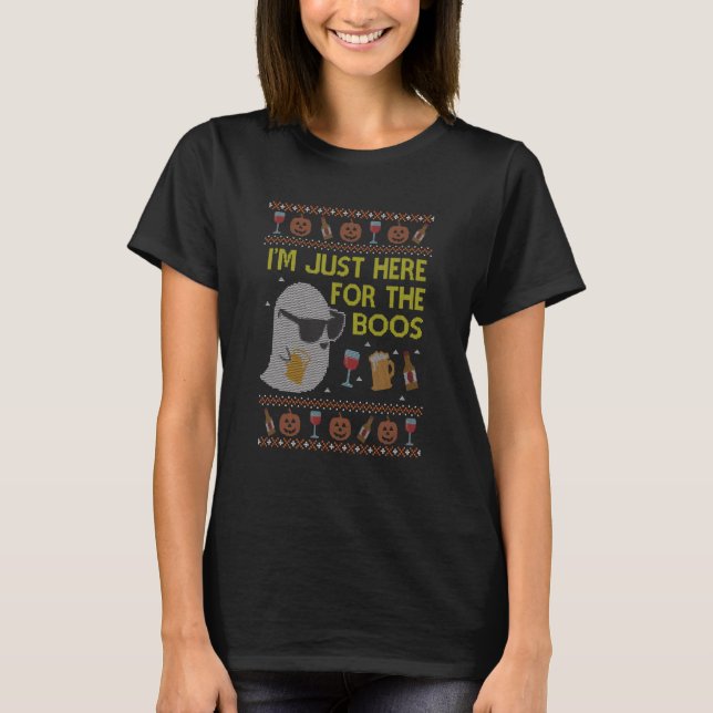 T-shirt Ici Pour Boos Swea Ugly Halloween (Devant)