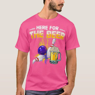 T-shirt Ici Pour Le Hobby De Bière Bowling À Boire T