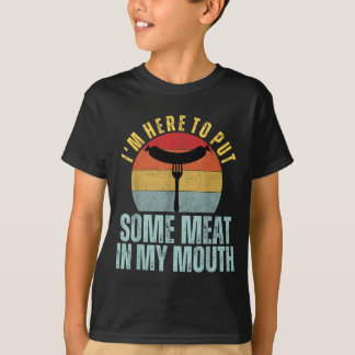 T-shirt Ici pour mettre de l'humour barbecue à bouche que