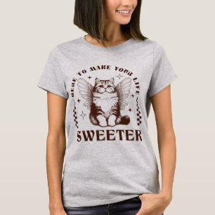 T-shirt Ici Pour Rendre Votre Vie Plus Douce Rétro Chat