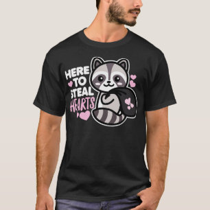 T-shirt Ici pour voler Coeurs Funny Valentines Day Racoon