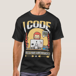 T-shirt ICode Quel est votre programmeur Superpower Nerd