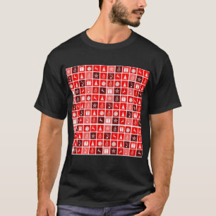T-shirt Icône de Noël Rouge Carré Vacances Art classique