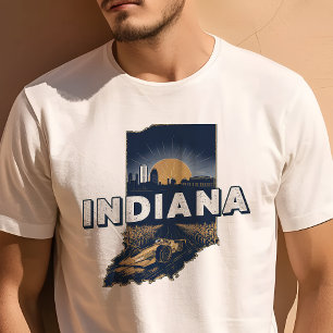 T-shirt Icône graphique rétro de voyage de l'Indiana iconi