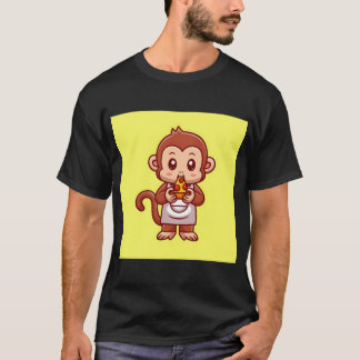 T-shirt Icône vectorielle de dessin animé de singe mignon 
