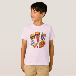 T-shirt Icônes Alimentaires Rétro - Burgers, Fries, Milksh