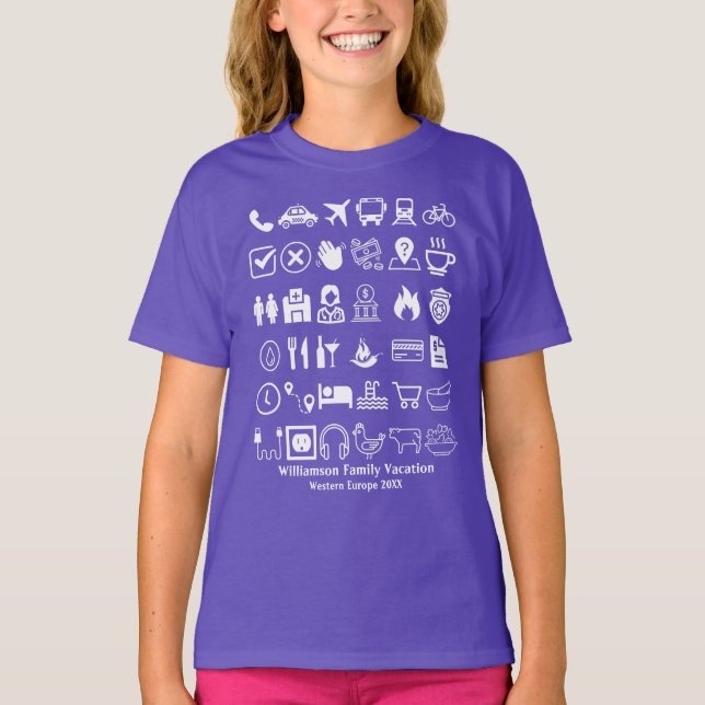 T-shirt Icônes de voyage Traduction visuelle  (Devant)