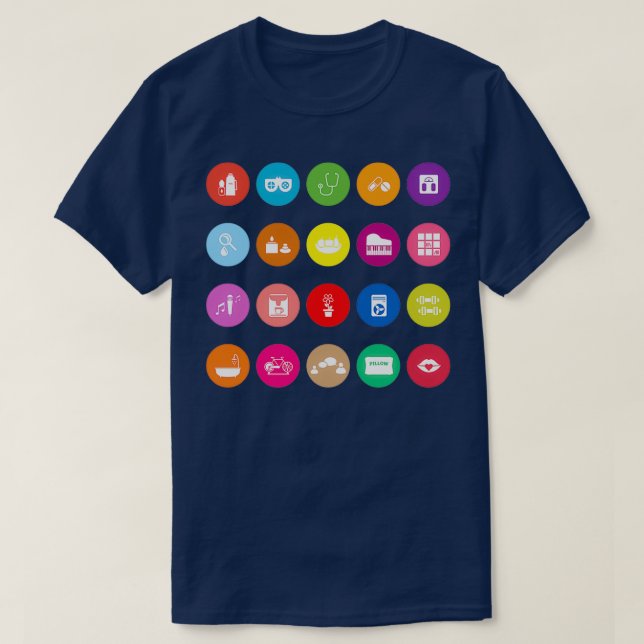 T-shirt Icônes plates Wellness sur l'arrière - plan blanc  (Design devant)