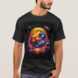 T-shirt Icosaèdre Rétro Futuriste Cosmique