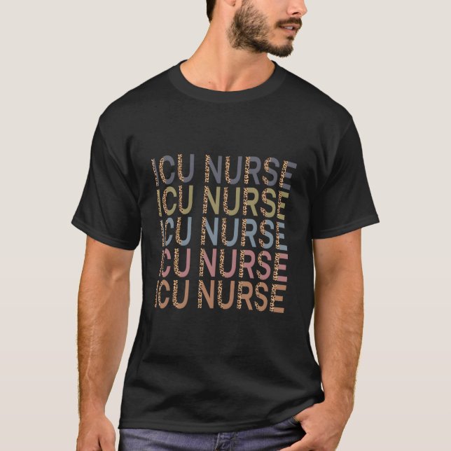 T-shirt Icu Nurse Intensive Care Unit Leopard (Devant)