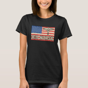 T-shirt ICU Nurse Medicine Urgence Drapeau américain drôle