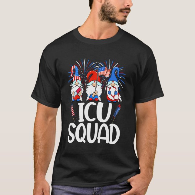 T-shirt ICU Squad Gnomes Nurse 4th Of July Stethoscope Pat (Devant)