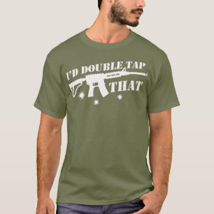 T-shirt Id Double Appuyer Sur Celui Avec Un Fusil Support