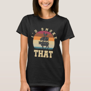T-shirt Id Fumée Amusante Viande De Porc Lover Bbq Gif